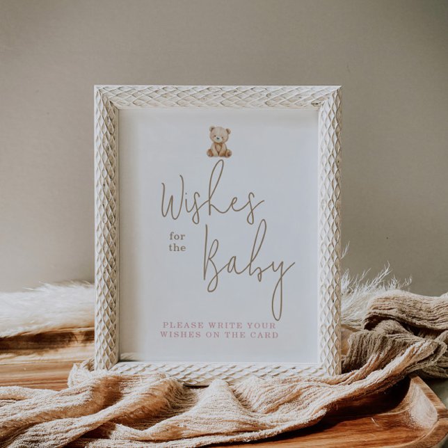 Minimalist Teddy Bear Baby Shower Wishes For Baby Poster (Von Creator hochgeladen)