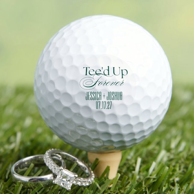 Minimalist Tee'd Up Forever Benutzerdefiniertes Ho Golfball (Elegant Gold Wedding Favor Golf Balls)