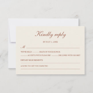Minimalist Terraco Einfach Elegant RSVP Karte