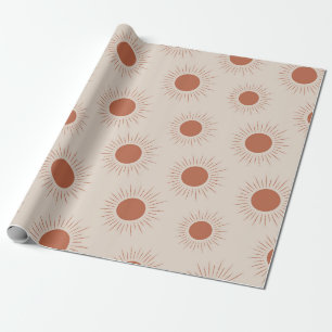 Minimalist Terrakotta abstraktes Boho Sonnenmuster Geschenkpapier