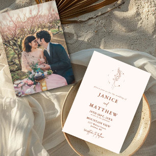 Minimalist Terrakotta Burnt Orange Boho Hochzeit Einladung