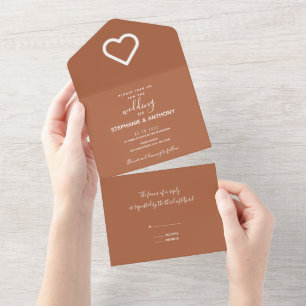 Minimalist Terrakotta-Herz-Hochzeit  All In One Einladung