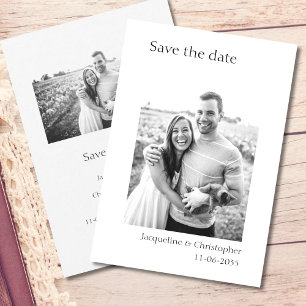 Minimalist Text And Photo Wedding Save The Date Dankeskarte