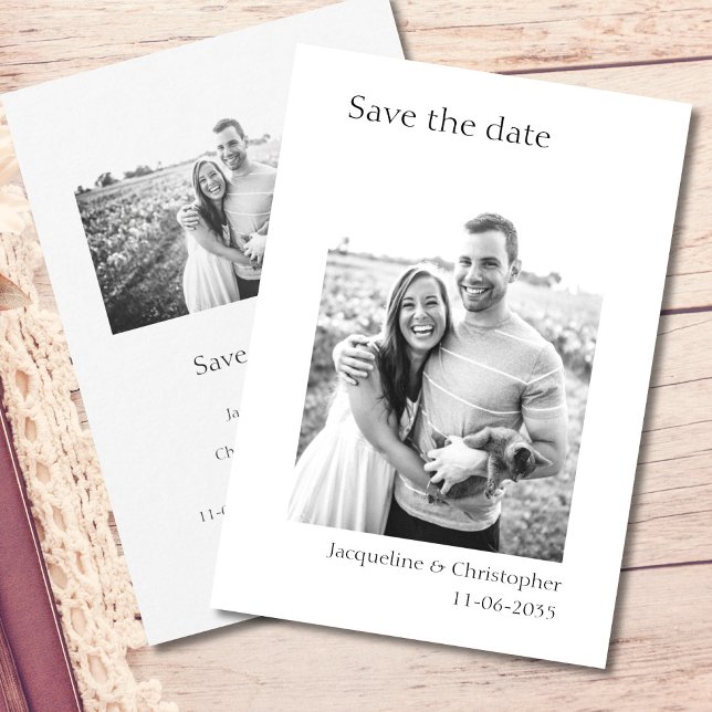 Minimalist Text And Photo Wedding Save The Date Dankeskarte (Von Creator hochgeladen)