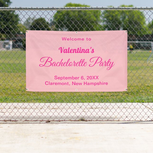 Minimalist Text-Based Pink Bachelorette Party Banner (Insitu)