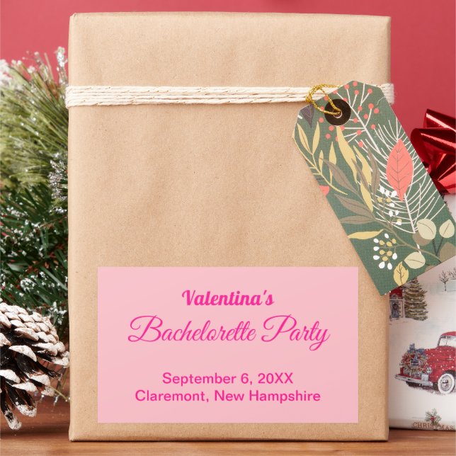 Minimalist Text-Based Pink Bachelorette Party Rechteckiger Aufkleber (Feiertag)