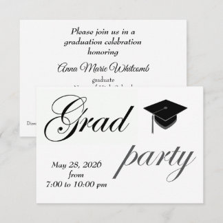 Minimalist Text High School Graduation Party Einladung