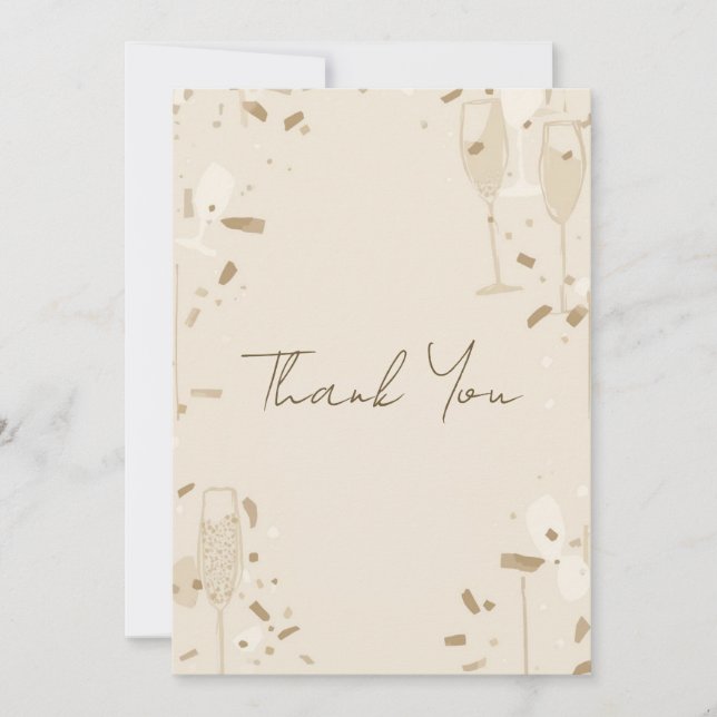 Minimalist Thank You Card | Modern Beige & Ivory Einladung (Vorderseite)
