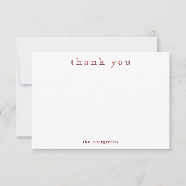 Minimalist Thank You Couples or Family Stationery Mitteilungskarte (Vorderseite)