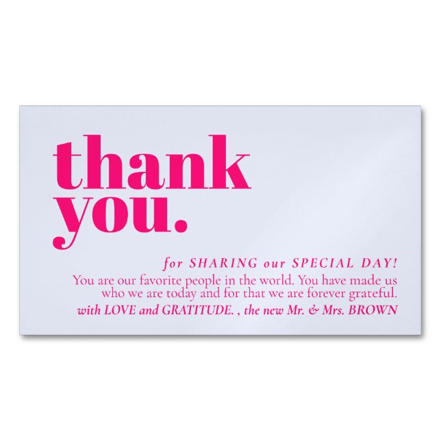 Minimalist Thank You note left Lilac Pink Magnetische Visitenkarte (Vorderseite)