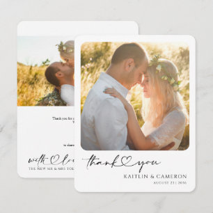 Minimalist Thank You Photo Card with Heart Wedding Dankeskarte