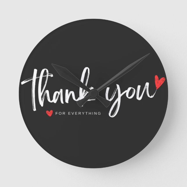 Minimalist "Thank You" Wall Clock Runde Wanduhr (Vorderseite)