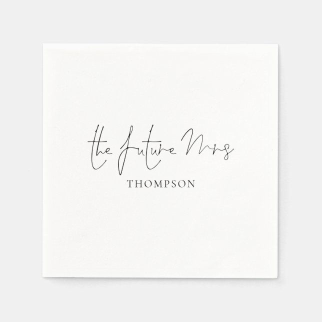 Minimalist The Future Mrs Name Brautparty Serviette (Vorderseite)