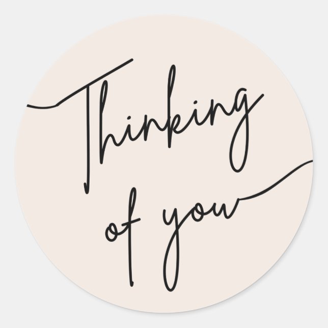 Minimalist “Thinking of You” Calligraphy Sticker (Vorderseite)