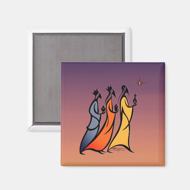 Minimalist Three Wise Men Magnet (Vorderseite/Rückseite)