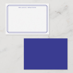 Minimalist tiefblaue Doppelschwung-Rahmen-Namenska Mitteilungskarte
