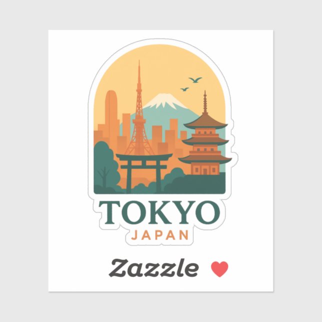 Minimalist Tokyo Japan Magnet Sticker – Modern  (Blatt)