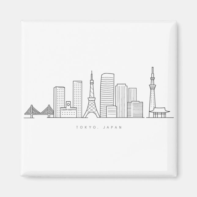 Minimalist Tokyo Skyline Illustration Magnet (Vorne)