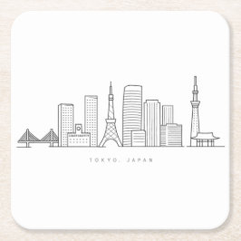 Minimalist Tokyo Skyline Illustration Rechteckiger Pappuntersetzer