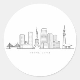 Minimalist Tokyo Skyline Illustration Runder Aufkleber