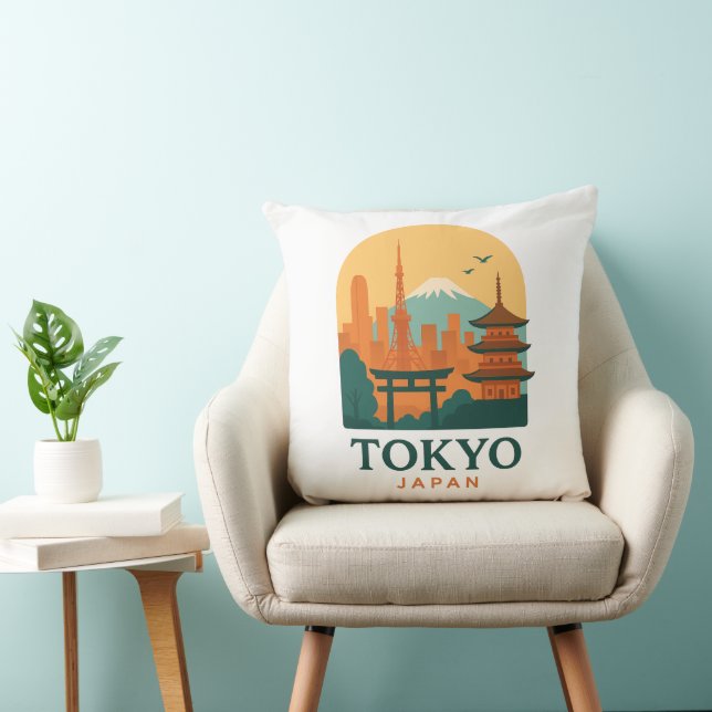 Minimalist Tokyo Travel Throw Pillow – Modern  Kissen (Stuhl )