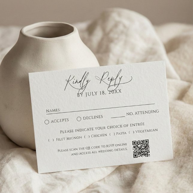 Minimalist Traditional QR Code RSVP White Karte (Von Creator hochgeladen)