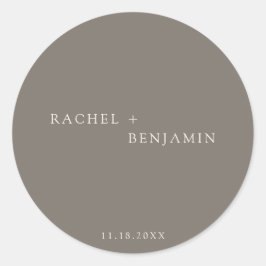 Minimalist Traditional Simple Taupe Ivory wedding Runder Aufkleber