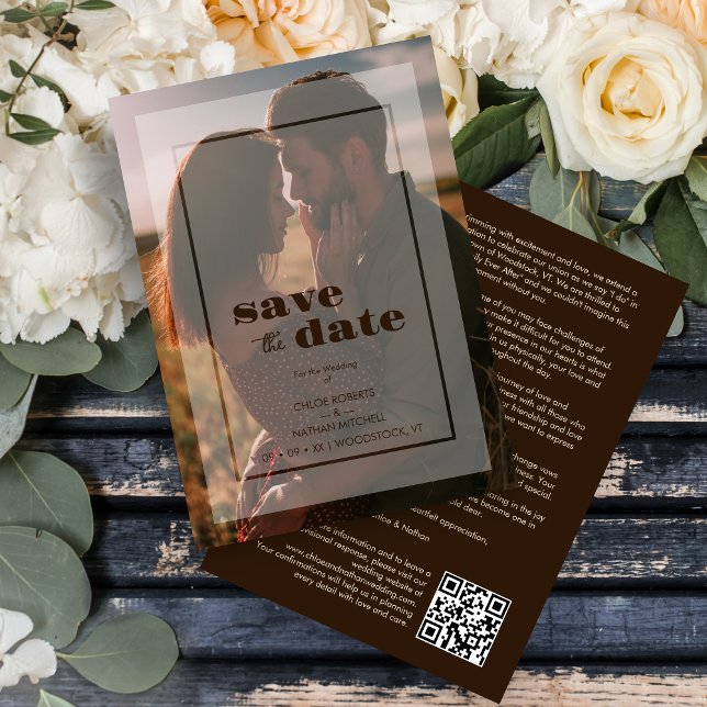 Minimalist Transparency Vellum Effect Photo Card  Save The Date (Minimalist Transparency Vellum Effect Photo Card Wedding Save the Date with Envelope.)