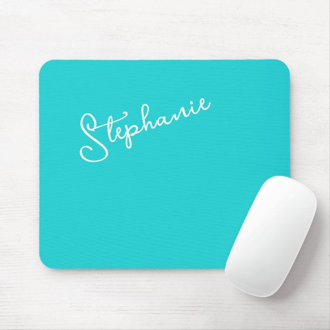 Minimalist Türkis personalisierte Schrift Name  Mousepad (Mit Mouse)