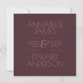 Minimalist Typography Elegant Burgundy Wedding Einladung