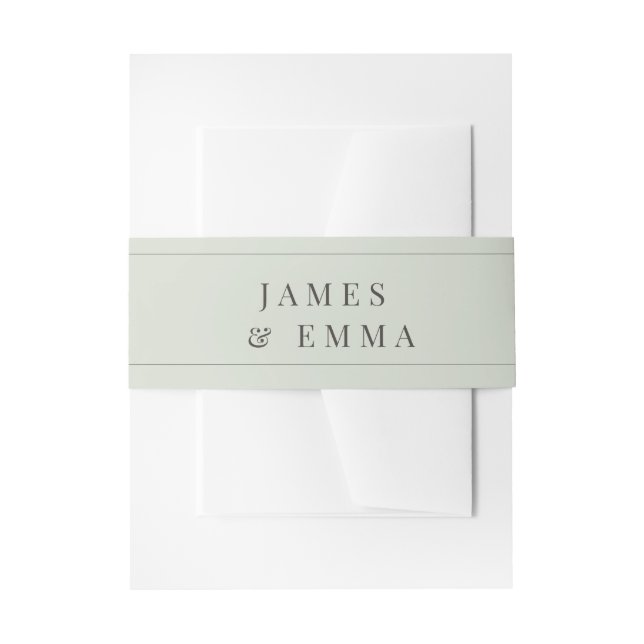 Minimalist Typography Wedding | Pale Sage Einladungsbanderole (Vorderseite Beispiel)