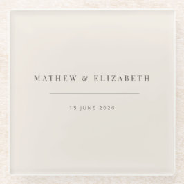 Minimalist Typography Wedding Soft Beige Glasuntersetzer