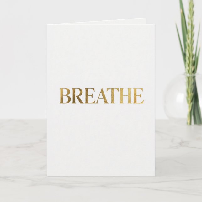Minimalist typography with gold word breathe karte (Vorderseite)