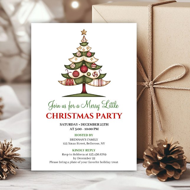 Minimalist unique Christmas tree festive invites Einladung (Minimalist unique Christmas tree festive invitation)