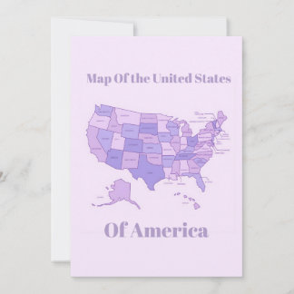 Minimalist United States Map Pink Purple Art Feiertagskarte