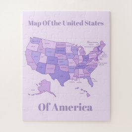 Minimalist United States Map Pink Purple Art Puzzle