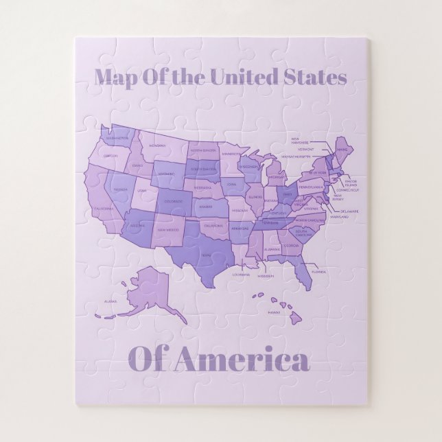 Minimalist United States Map Pink Purple Art Puzzle (Vertikal)