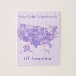 Minimalist United States Map Pink Purple Art Puzzle
