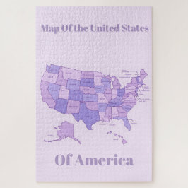 Minimalist United States Map Pink Purple Art Puzzle