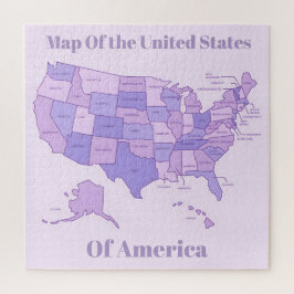 Minimalist United States Map Pink Purple Art Puzzle