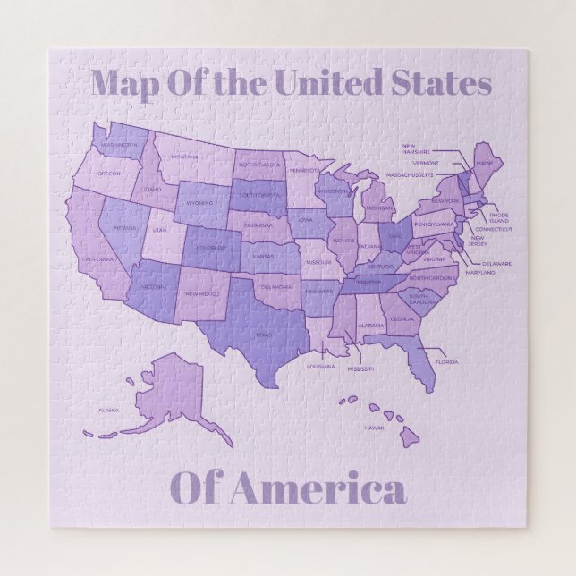 Minimalist United States Map Pink Purple Art Puzzle (Vertikal)