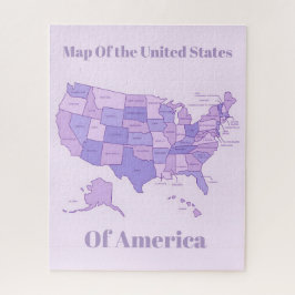 Minimalist United States Map Pink Purple Art Puzzle