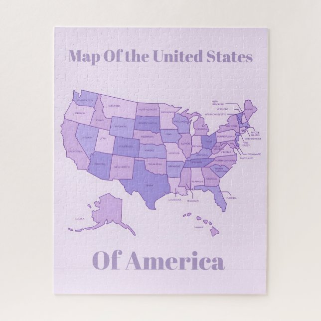 Minimalist United States Map Pink Purple Art Puzzle (Vertikal)