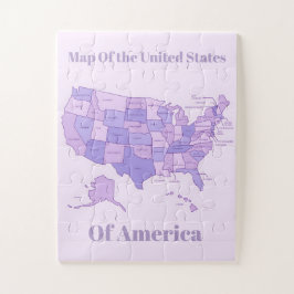 Minimalist United States Map Pink Purple Art Puzzle