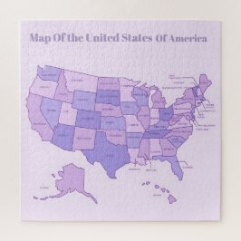Minimalist United States Map Pink Purple Art Puzzle