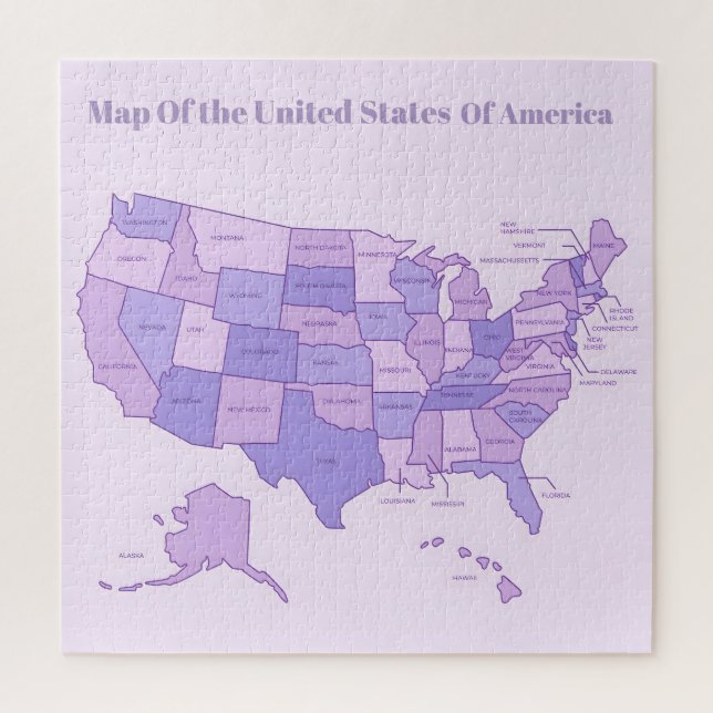Minimalist United States Map Pink Purple Art Puzzle (Vertikal)