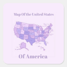 Minimalist United States Map Pink Purple Art