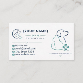 Minimalist Veterinarian Business Card  Visitenkarte