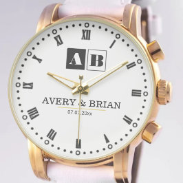 Minimalist Vintage Monogram with Couple’s Initials Armbanduhr