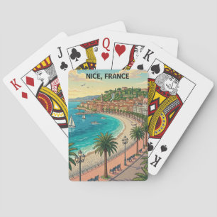 Minimalist Vintage Nizza Französische Küste Spielkarten